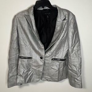 RAG & BONE Wool-Blend Blazer with Zip Pockets in Silver/Gray Size 6